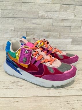 KURT GEIGER LONDON Suede Kurt Runner Sneakers Women’s SZ 37EU-7 US RAINBOW New